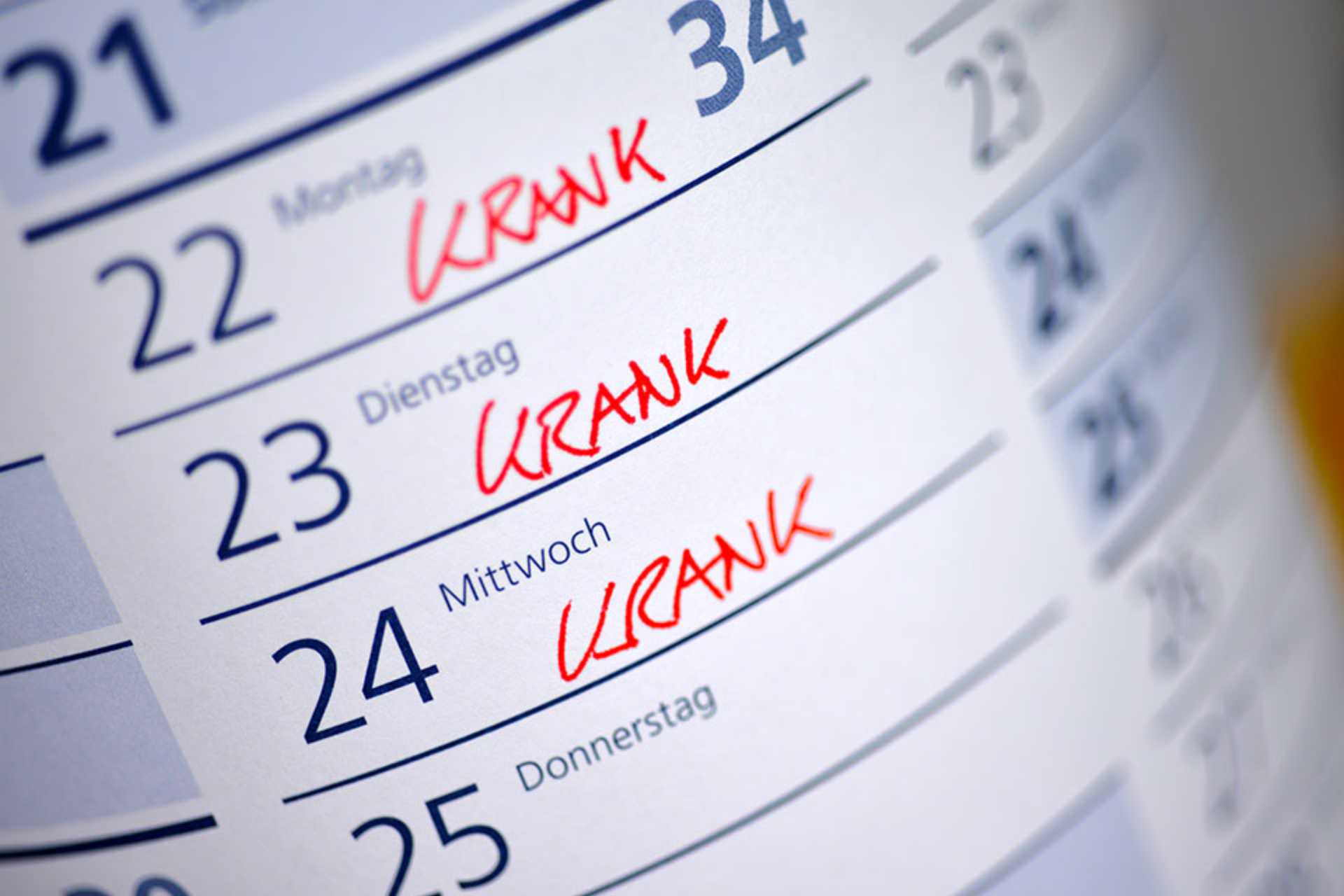 Kalender mit Krankentagen