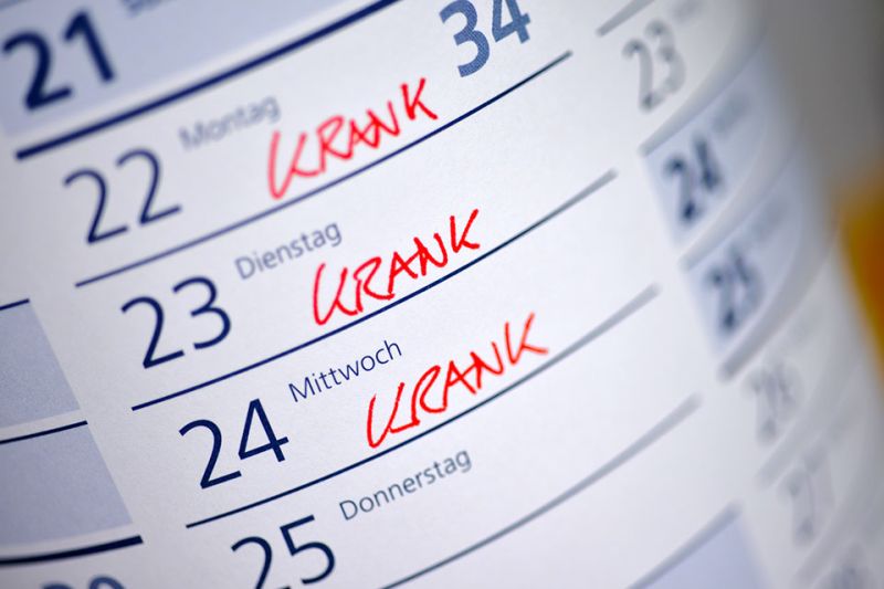 Foto: Kalender mit Krankentagen